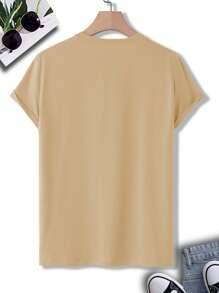 Manfinity Homme Men Slogan Graphic Tee - Khaki - View 2