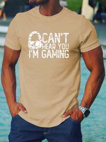 Manfinity Homme Men Slogan Graphic Tee - Khaki - View 3