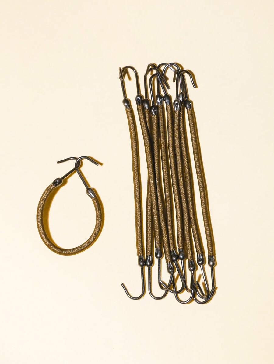 10 piezas de ligas para el cabello de color marrón con ganchos para moño y peinado de cola de caballo alta, rizadores de cabello, rizos sin calor, rizado de cabello, productos y accesorios para el cabello para salón de belleza, esenciales de viaje, regreso a la escuela, artículos esenciales de viaje, accesorios para el cabello para mujeres - Marrón - Ver 1