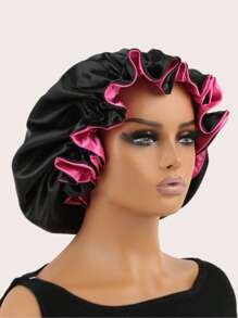 1件装缎面假发睡眠帽丝绸帽缎面帽头发睡眠帽 - 玫紅色 - 查看 2