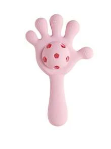 Bebé 1 pieza Mordedor mano & fútbol diseño de silicona - Rosa - Ver 1