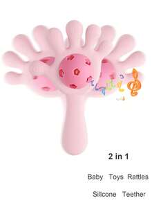 Bebé 1 pieza Mordedor mano & fútbol diseño de silicona - Rosa - Ver 3