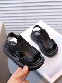 Giày xăng đan tối giản có dây buộc móc và móc cho bé trai cho mùa hè - màu đen - Xem 4