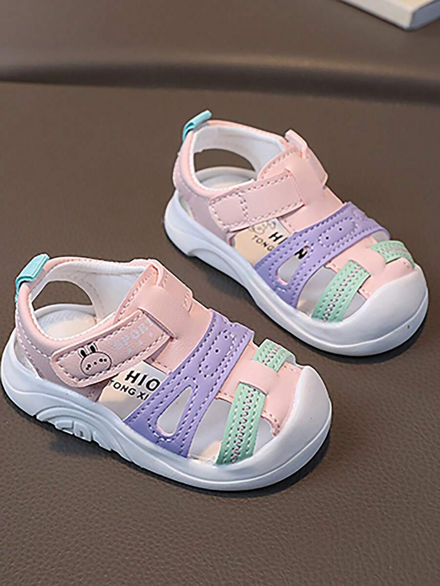 Bé Gái Hoạt Hình Thỏ & Chữ Đồ Họa Colorblock Móc Khóa Dây Xăng Đan Thời Trang Cho Mùa Hè - Nhiều màu - Xem 1