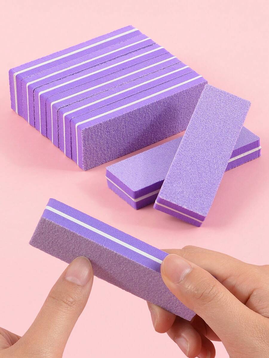 10支装 100/180目指甲锉，美甲用品，美甲工具，美甲艺术工具，返校季，指甲，美甲贴片工具 - 紫色 - 查看 1