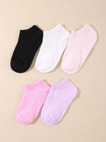 Niños 5 pares Calcetines tobilleros unicolor casual para diariamente