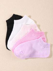 Niños 5 pares Calcetines tobilleros unicolor casual para diariamente