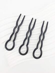 3pcs U Shaped Hair Fork - Black - View 1