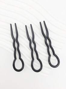 3pcs U Shaped Hair Fork - Black - View 2