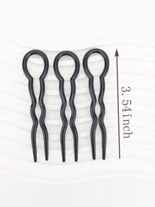 3pcs U Shaped Hair Fork - Black - View 4