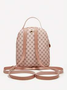 Waterproof,Lightweight Mini Classic Backpack Geometric Pattern Zip Front, Clear Bag - Multicolor - View 2