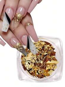 1box Gold Foil Nail Art Decoration DIY Nail Charms Nail Gems Nail Supplies