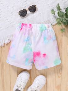 小女童紮染前蝴蝶結短褲 - 粉色 - 查看 2