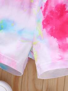 小女童紮染前蝴蝶結短褲 - 粉色 - 查看 3