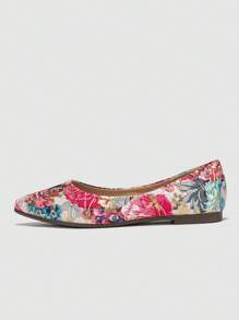 Women's Retro Floral Fabric Flat Shoes With Pointed Toe, Chinese Embroidery & Soft Bottom, Suitable For Hanfu, New Style - Multicolor - View 4