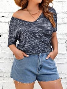 SHEIN LUNE Camiseta de space dye - Gris Claro - Ver 6