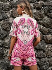 GENKIRA Paisley Print Shirt & Shorts - Multicolor - View 4