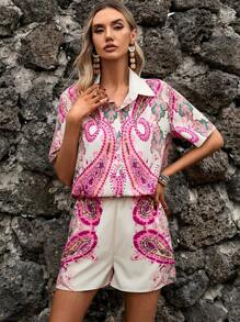 GENKIRA Paisley Print Shirt & Shorts - Multicolor - View 5