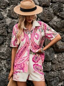 GENKIRA Paisley Print Shirt & Shorts - Multicolor - View 7