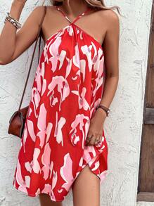 SHEIN VCAY Allover Print Cami Dress - Red - View 5