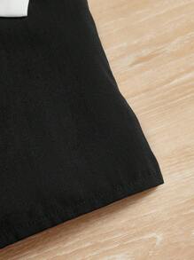 SHEIN Áo ba lỗ & áo hai dây cho bé gái mới biết đi Nơ bướm lớn Khối Màu Dễ thương - Đen và trắng - Xem 4