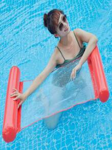 1 st uppblåsbar hängmatta med nät, hopfällbar poolmadrass för avkoppling och avkoppling, vattenhängmatta för simning och solbad, strandtillbehör