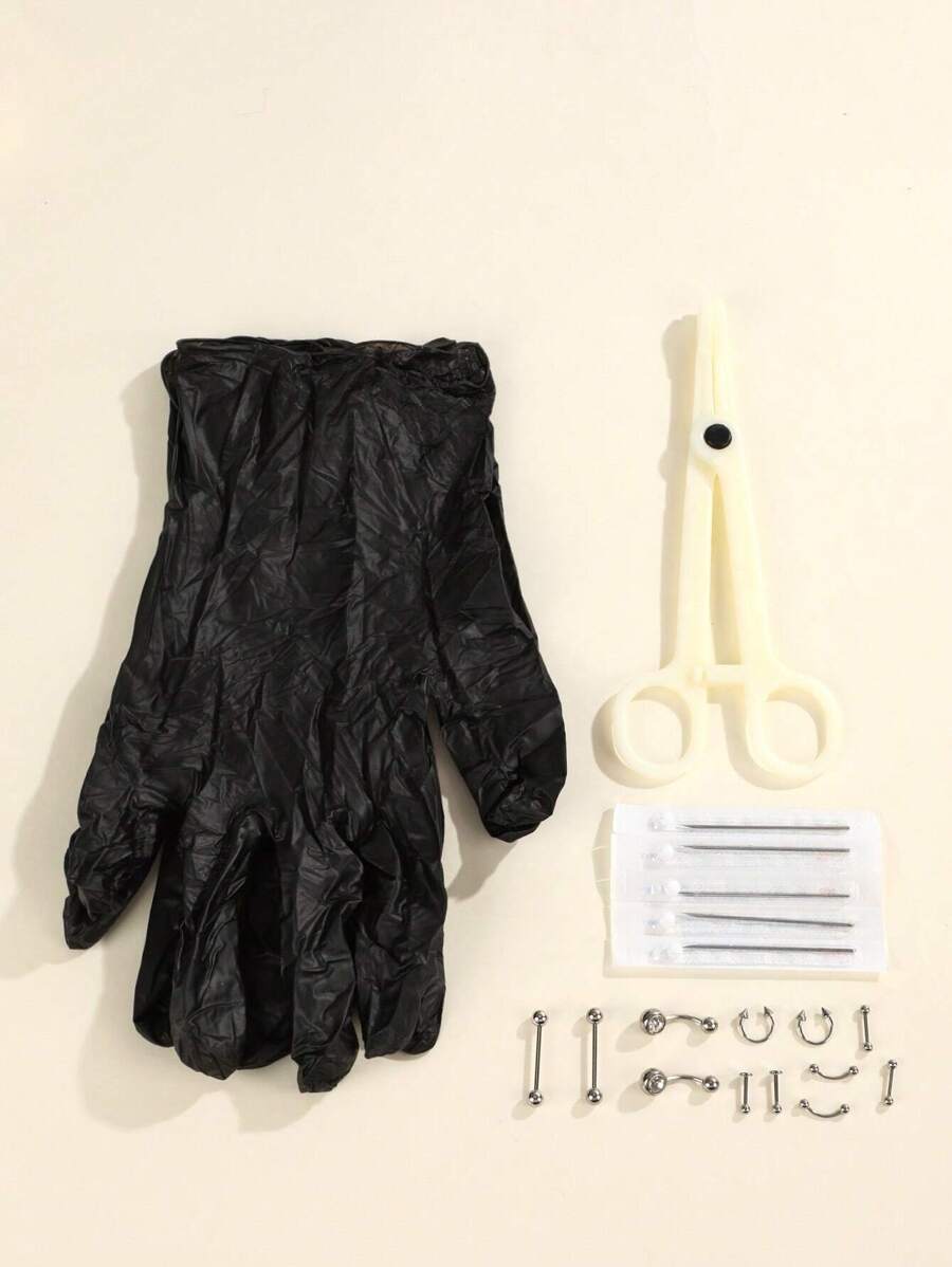 6對/套不銹鋼鼻子和腹部和舌頭和乳頭和打耳洞首飾套裝 - 彩色 - 查看 1