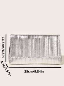 Women's Clutch Bag, Evening Bag, Crossbody Bag, Shoulder Bag, Wallet, Party, Wedding, Chain Handbag With Shiny Finish, Fashionable Clutch Bags For Woman - Silver - View 4