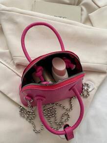 Mini lột vỏ Cái túi Quả vải Mẫu Túi đeo chéo Túi đeo vai , Chuỗi Dây kéo Giải trí Ly hợp Đối với phụ nữ - Màu Hồng Tươi - Xem 3