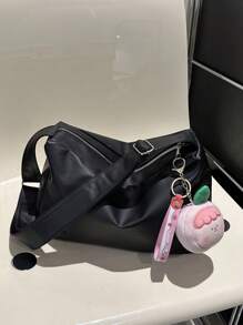 Medium Hobo Bag Black With Bag Charm,Mother's Day Gift For Mom, Minimalist Style Women Bag