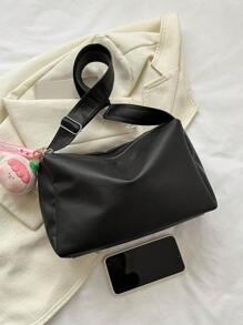Medium Hobo Bag Black With Bag Charm,Mother's Day Gift For Mom, Minimalist Style Women Bag
