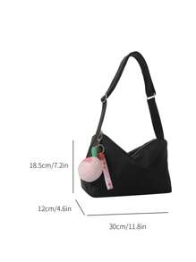 Medium Hobo Bag Black With Bag Charm,Mother's Day Gift For Mom, Minimalist Style Women Bag