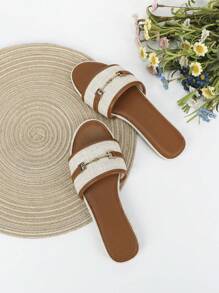 Mujer Sandalias planas con diseño metal moda verano
