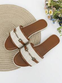 Mujer Sandalias planas con diseño metal moda verano