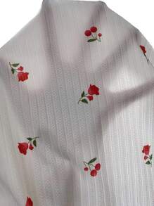 Miss Vinta Floral Print Ruffle Trim Bow Front PJ Set / Pajama Set White Set Holiday Season - White - View 6