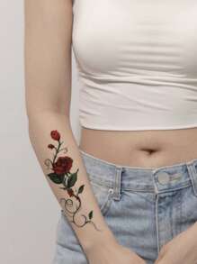 STARTTOOS 1 hoja de pegatina de tatuaje con estampado de flores,tatuajes maquina para tatuar tatuajes falsos - Multicolor - Ver 4
