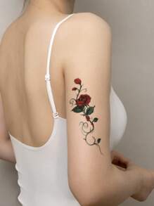 STARTTOOS 1 hoja de pegatina de tatuaje con estampado de flores,tatuajes maquina para tatuar tatuajes falsos - Multicolor - Ver 5