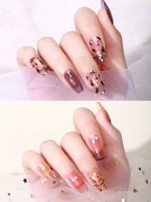 Beauty Sticker Đá Trang Trí Full Miếng Dán Móng Tay, 1 Tấm 3D Lấp Lánh Da Báo Móng Tay Nghệ Thuật Decal & 1 Dũa Móng Tay - Nhiều màu - Xem 6