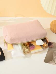 1pc Minimalist Portable Makeup Bag Storage Makeup Organizer Makeup Case - Pink - View 2