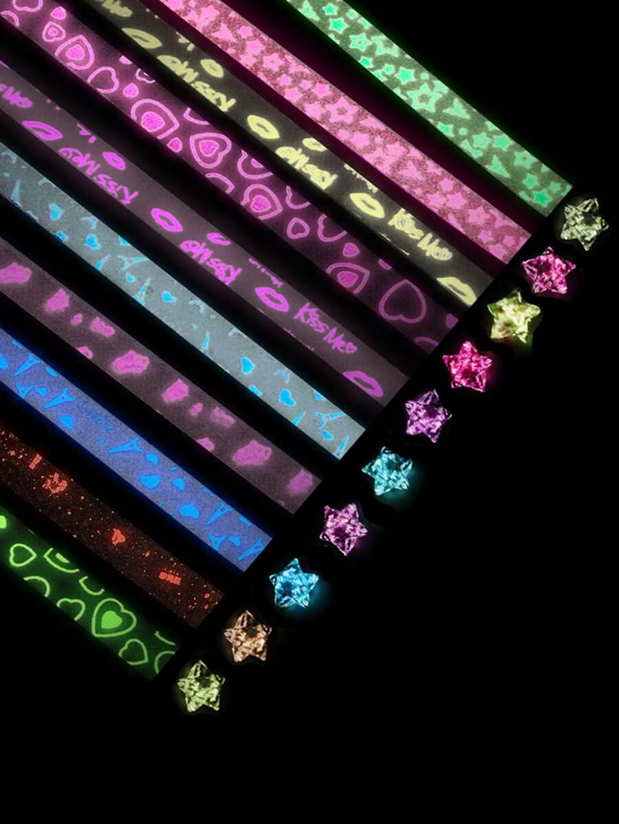 210入組夜光星型紙條,創意多功能兒童星形摺紙紙張,需注重光線照射