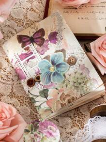 have a good day 50 piezas Papel decorativo con patrón de flor vintage multipropósito para DIY cuenta de mano - Marrón - Ver 6