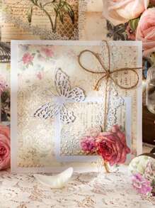 have a good day 50 piezas Papel decorativo con patrón de flor vintage multipropósito para DIY cuenta de mano - Marrón - Ver 7