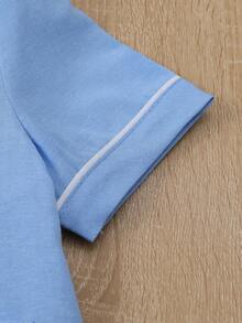 Chicos Conjunto de pijama ribete en contraste - Celeste - Ver 3