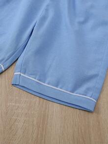 Chicos Conjunto de pijama ribete en contraste - Celeste - Ver 6