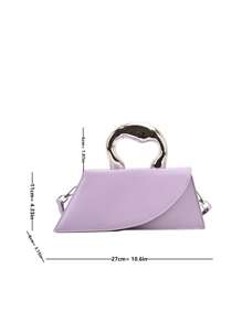 Túi Satchel cỡ trung Tay cầm trên cùng có nắp màu trơn - Màu tím - Xem 5