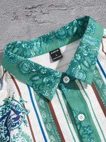 Manfinity Chillmode Men Paisley Print Shirt & Drawstring Waist Shorts