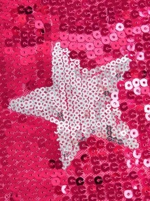 SHEIN ICON Falda ajustada con patrón de estrella con lentejuelas - Rosa Fucsia - Ver 3