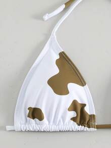 奶牛圖案吊脖三角杯比基尼上衣 - 彩色 - 查看 3