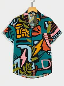 Manfinity RebelGame Áo sơ mi Nam Nút phía trước Tất cả trên in Giải trí - Nhiều màu - Xem 1