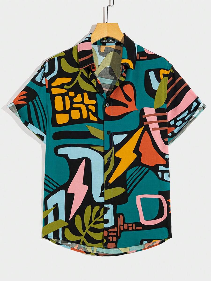 Manfinity RebelGame Áo sơ mi Nam Nút phía trước Tất cả trên in Giải trí - Nhiều màu - Xem 1